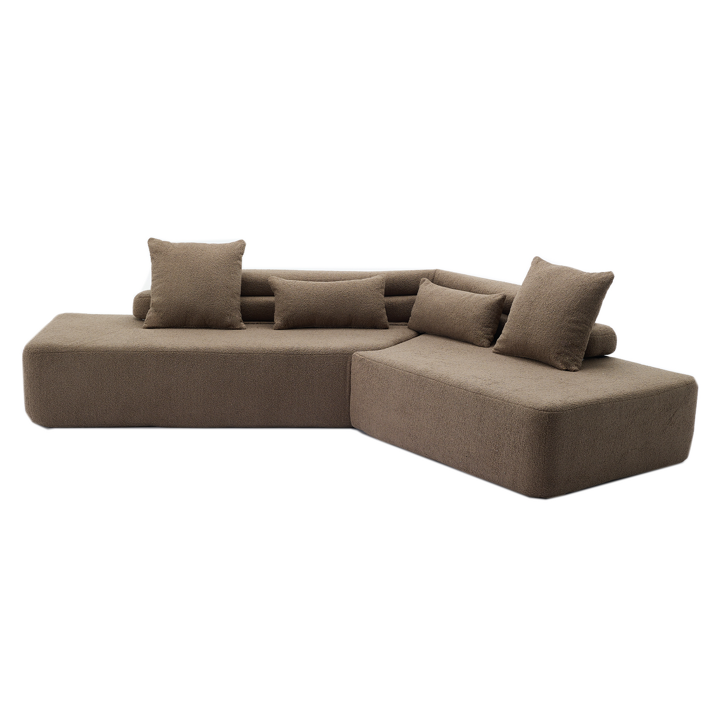 128"Minimalist Cloud Sectional Couch ,Modern Couches ,4-Seater ,No Assembly,Two Modular Sofa,Boucle Teddy Fabric, Upholstered