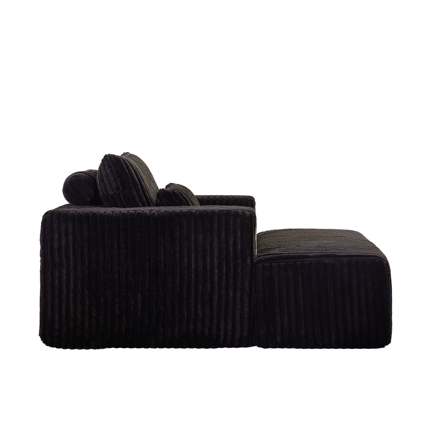 62.5-Inch Corduroy Sponge Sofa Lounge Chair With Removable Footrest,No Assembly Required,Fluffy Modern Sleeper Chair