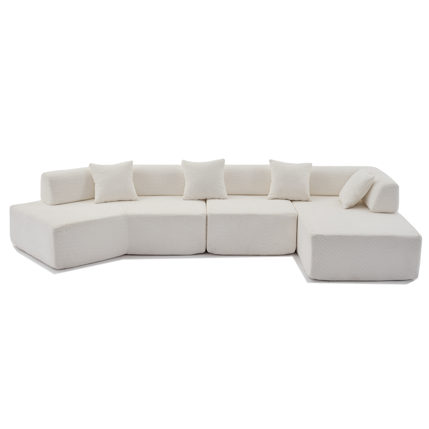 Modern Minimalist 140" L-Shape Couch ,No Assembly Required,Boucle,Modular Sofa ,Couch With Chaise
