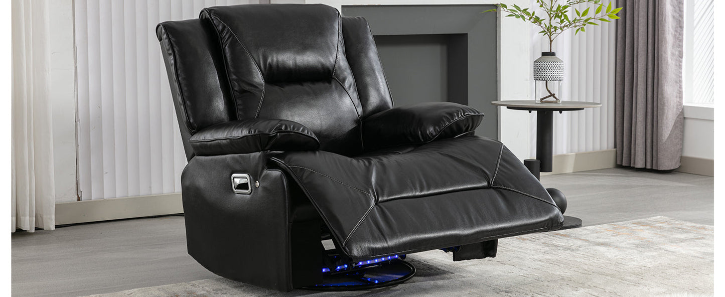 360° Swivel and Rocking Home Theater Recliner Manual Recliner Chair With a LED Light Strip for Living Room,Bedroom