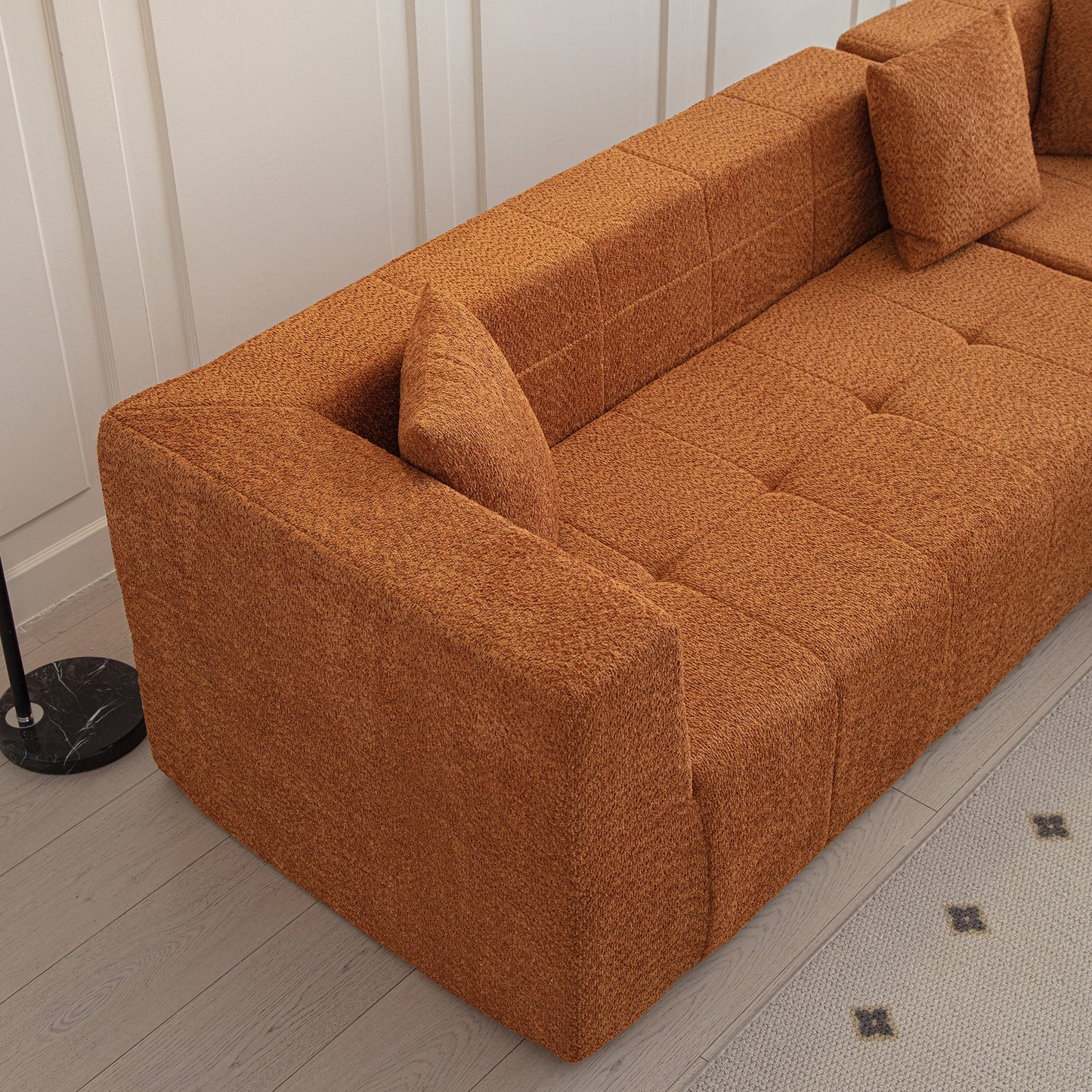 105.5" Modular L-Shaped Sectional Floor Couch, Deep Seat Tufted Comfy Sofa Set With Chaise for Living Room