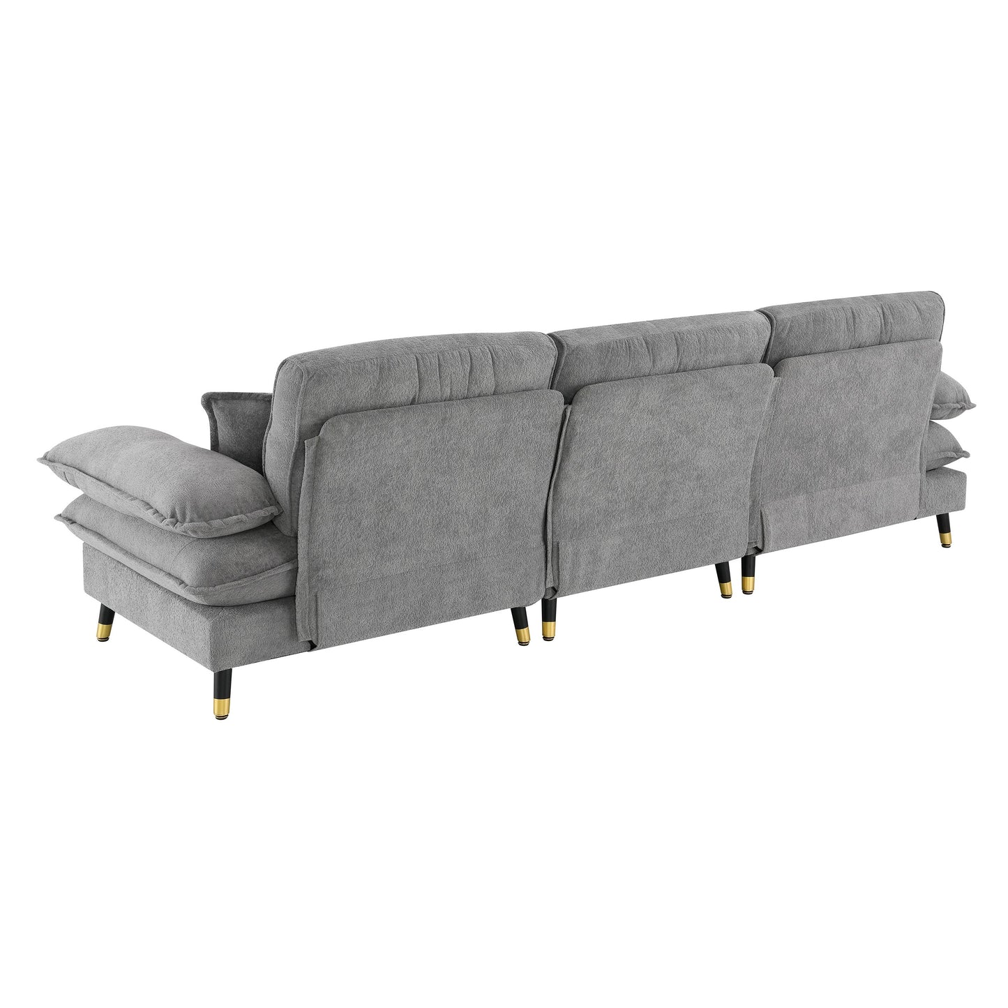 106*66.5" L Shaped Convertible Sectional Sofa,4 Seat Tufted Couch Set With Two-Tone Adjust Legs,Cloud Chenille Fabric