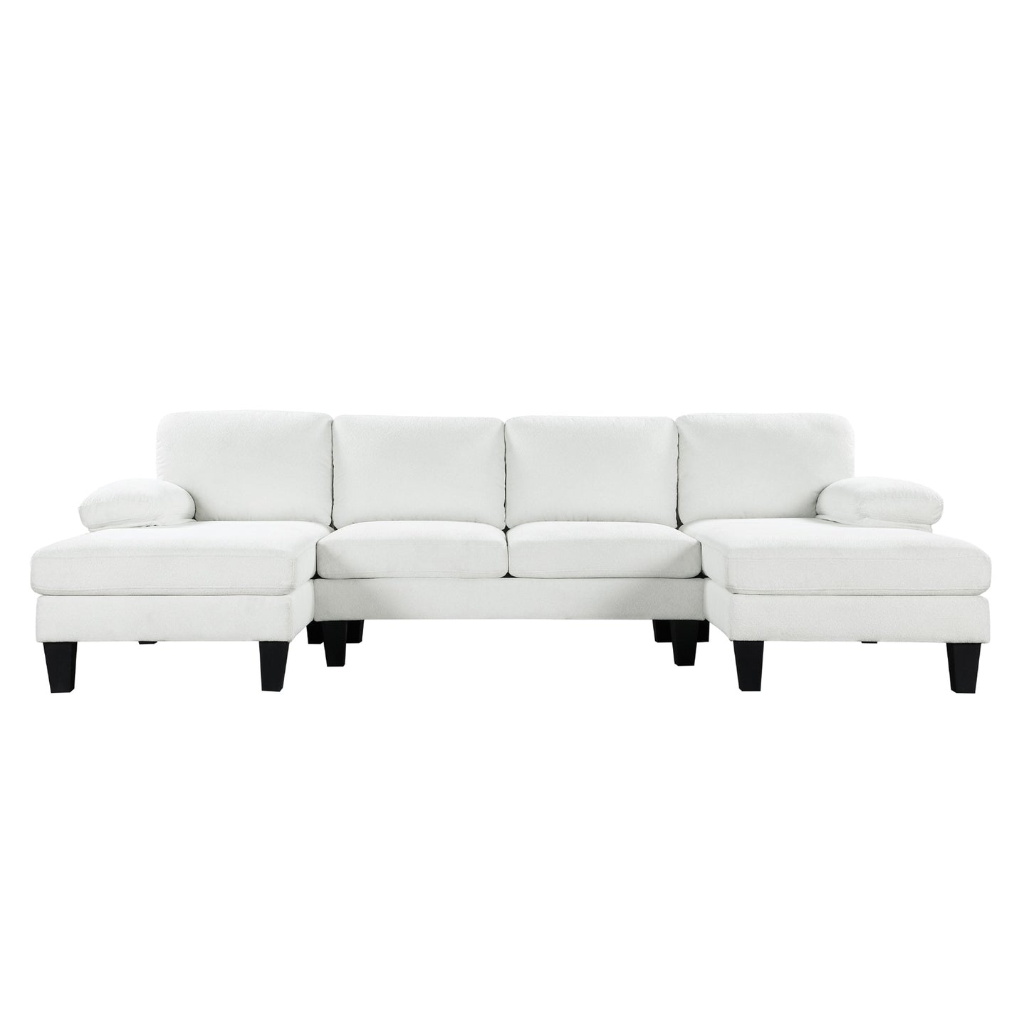 112*56" Granular Velvet Sofa,U-Shaped Couch With Oversized Seat,6-Seat Sofa Bed With Double Chaise,Comfortable and Spacious