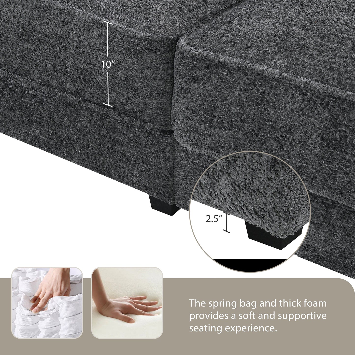 Free Combination Modular Convertible Sectional Sofa Bed Set, 4 Seat Upholstered Sleeper Corner Couch, Deep-Seat Loveseat