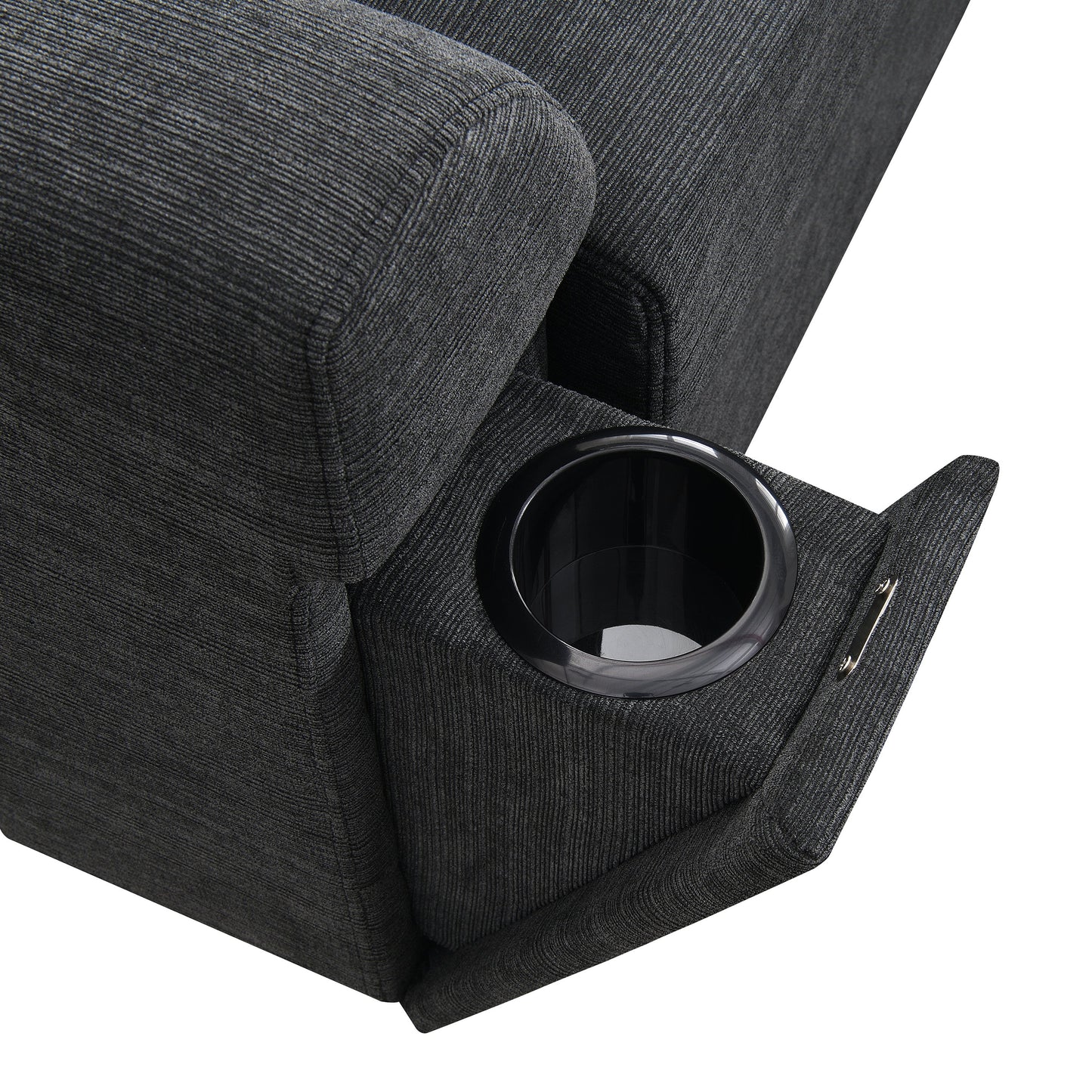 128*67" U Shaped Sectional Sofa,6 Seat Chenille Couch Set With Oversized Ottoman,Hidden Armrest Storage and Cup Holders
