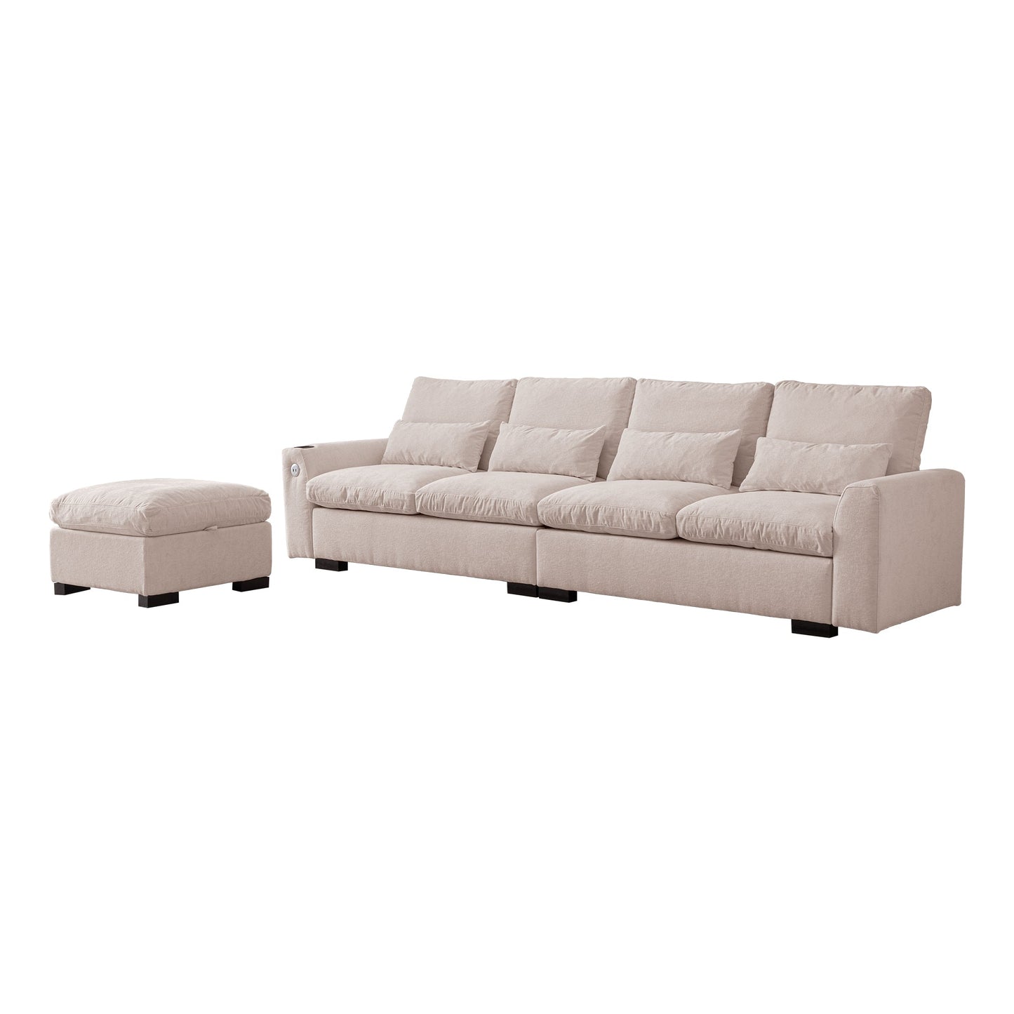 114.5"Modern Modular L Shaped Chenille Sofa Couch Reversible Ottoman With Storage Removable and Washable Cushions Sofa