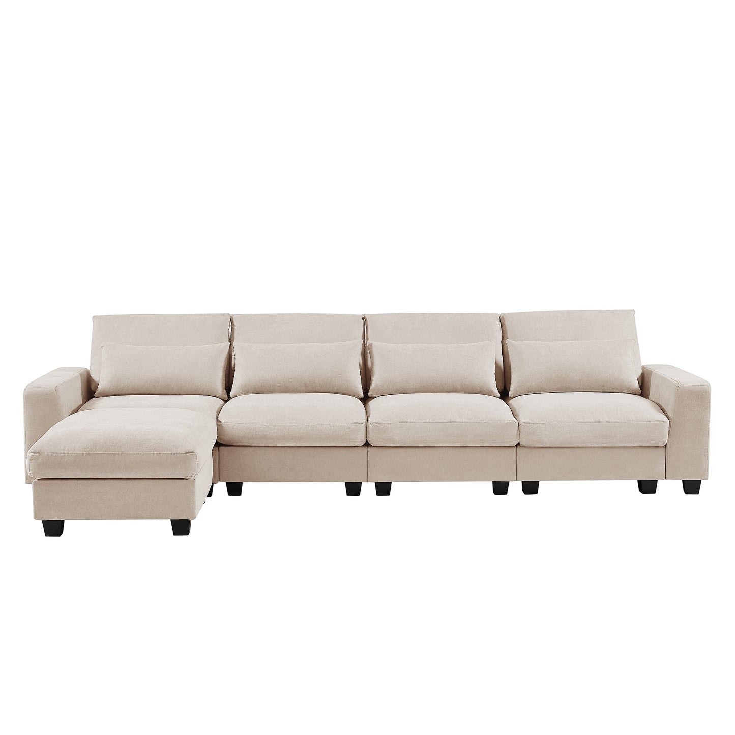 Modern Large L-Shape Feather Filled Sectional Sofa, Convertible Sofa Couch