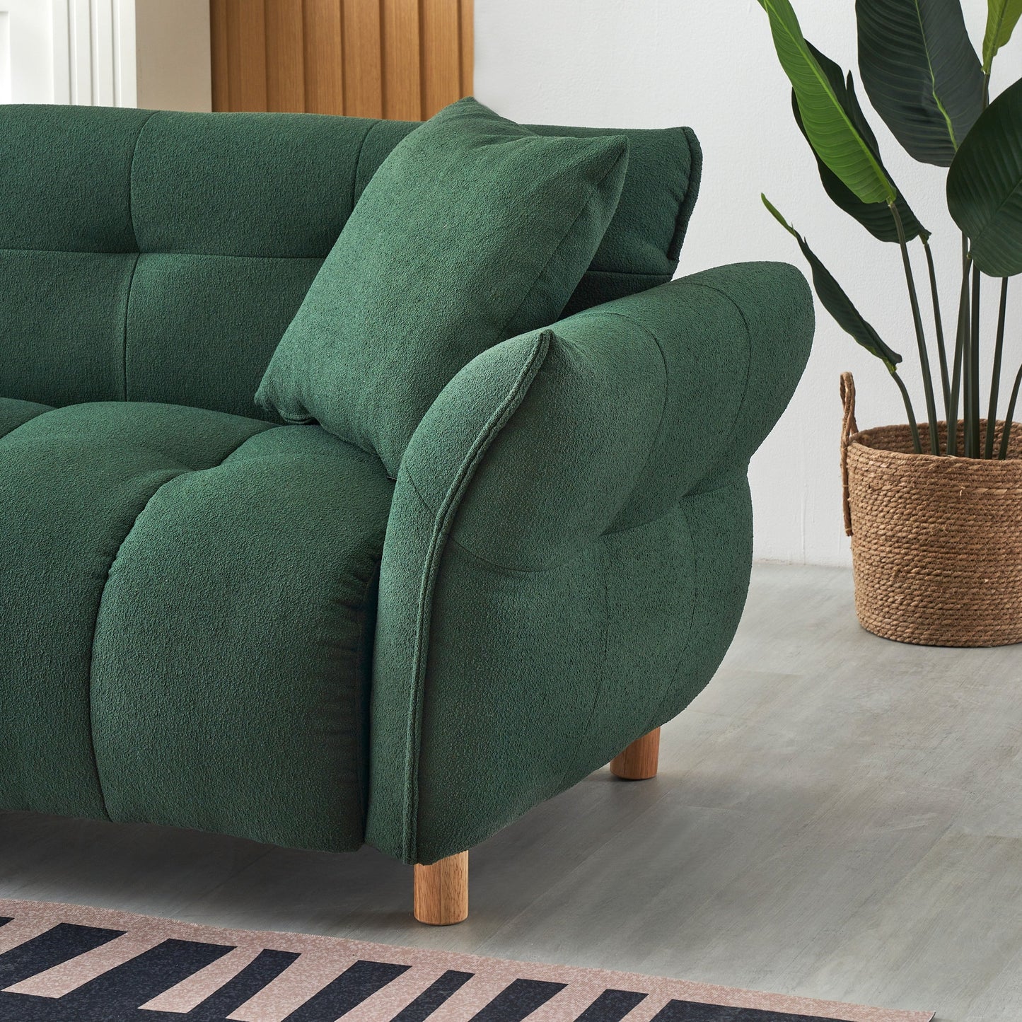 93.70 Inches Long, Teddy Sofa Fabric,with Two Matching Pillows and Three Spacious and Comfortable Seats