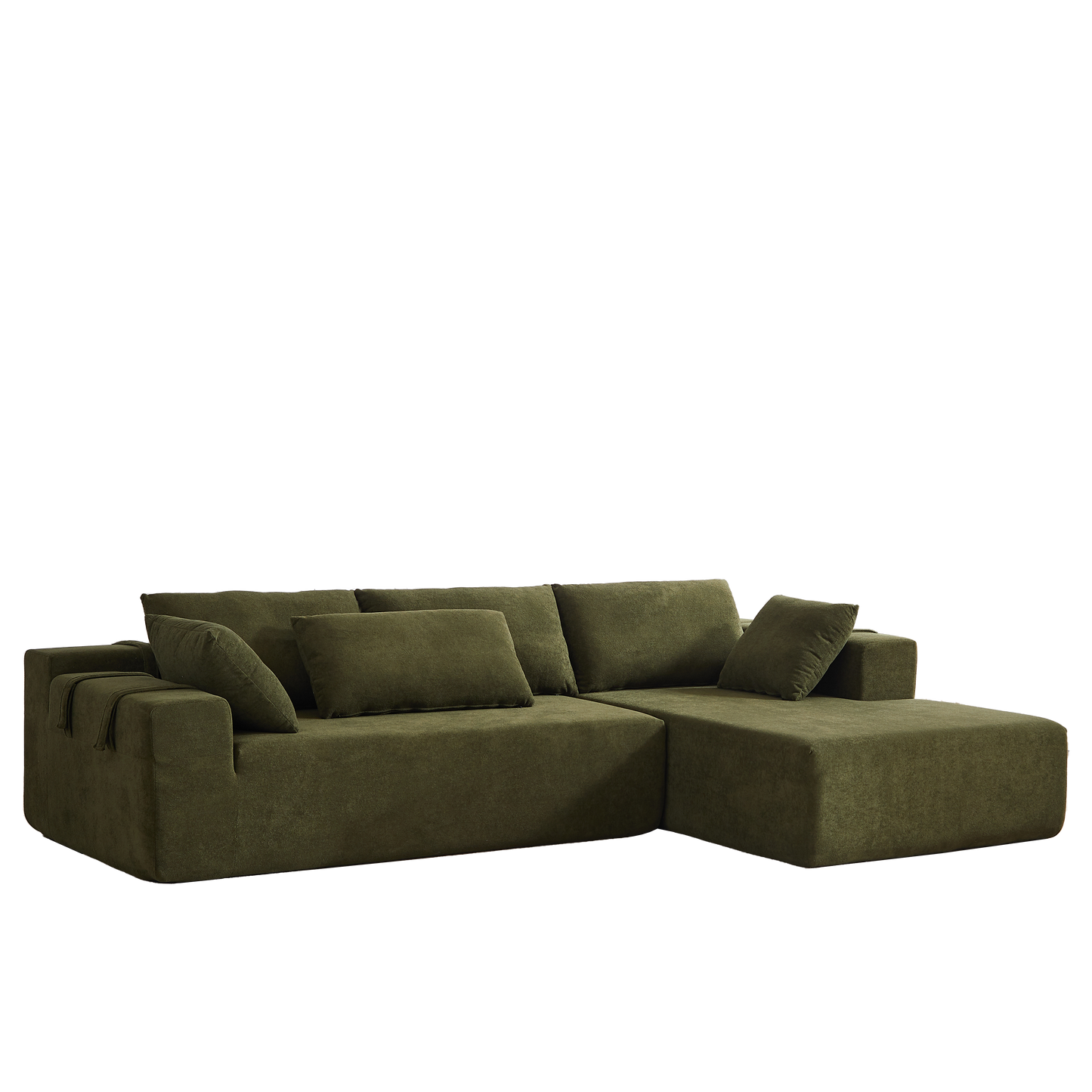 Modern Chenille Upholstered Sectional Sofa Couch Set,Modular 108" L Shaped Sectional Living Room Sofa Set With 6 Pillows