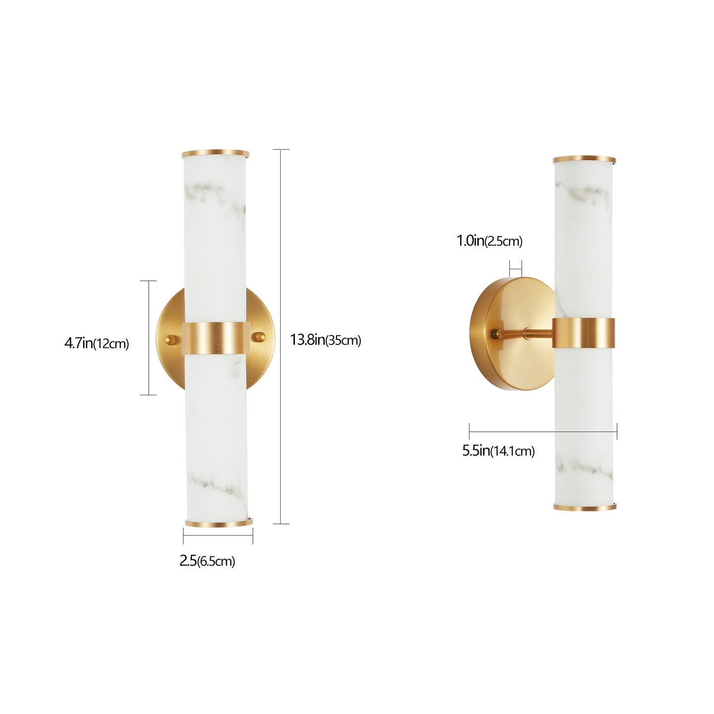 Golden and Elegant Resin Wall Sconce,Set of 2,Modern Vertical Light Fixture for Bathrooms, Hallways, and Bedrooms