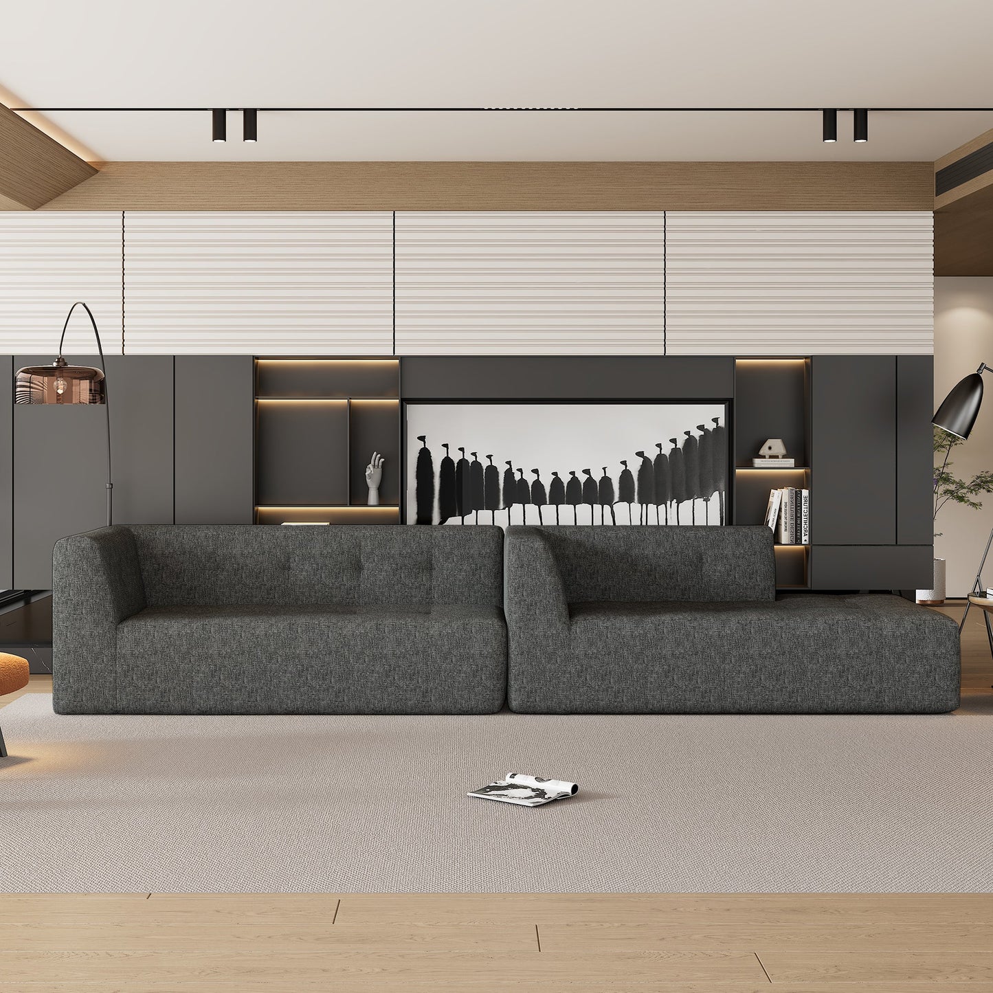 112.2*74" Modular Modular Combination Living Room Sofa Set, Modern Minimalist Sofa, Living Room Upholstered Sofa Bed