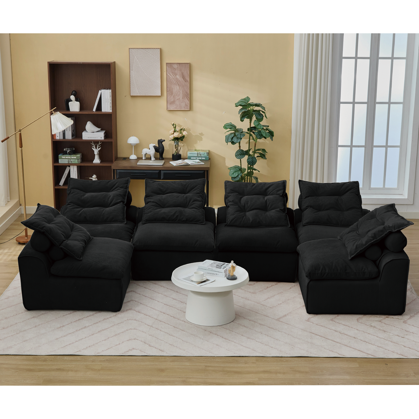 Modular Sofa,No Armrests,At Will DIY,Corduroy ,Neck Pillow-Back Lounge Sofa Chair,Reading Nook, or Apartment Living