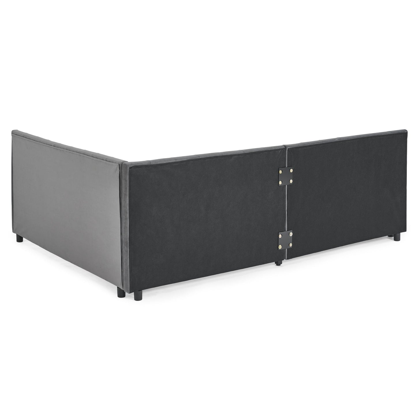 Full Size Upholstered Tufted Bed Frame With Two Drawers, Sofa Bed Frame With Comfortable Backrest and Armrests, Velvet