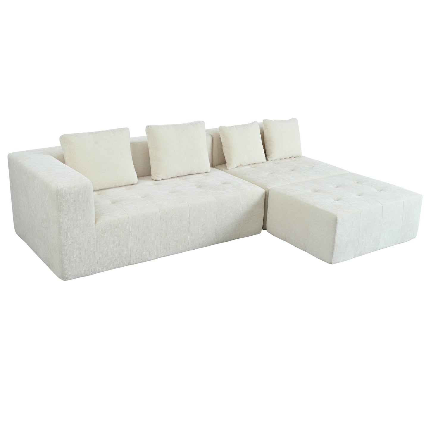 Modern Large Removable Modular Sofa, 3-Piece Set With Free Combination, Includes 4 Cushions, Ideal for Living Room, Bedroom