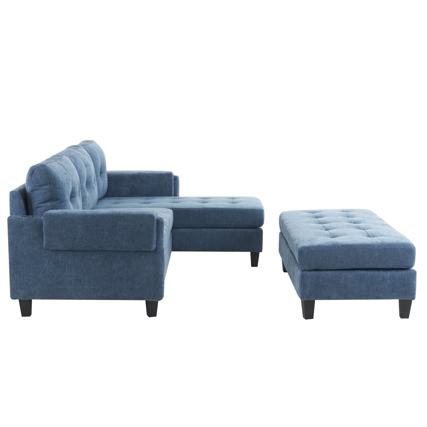 83.4" L-Shaped Sofa Sectional Couch Sofa Bed With Two USB Ports, a Movable Ottoman and a Reversible Chaise Lounge