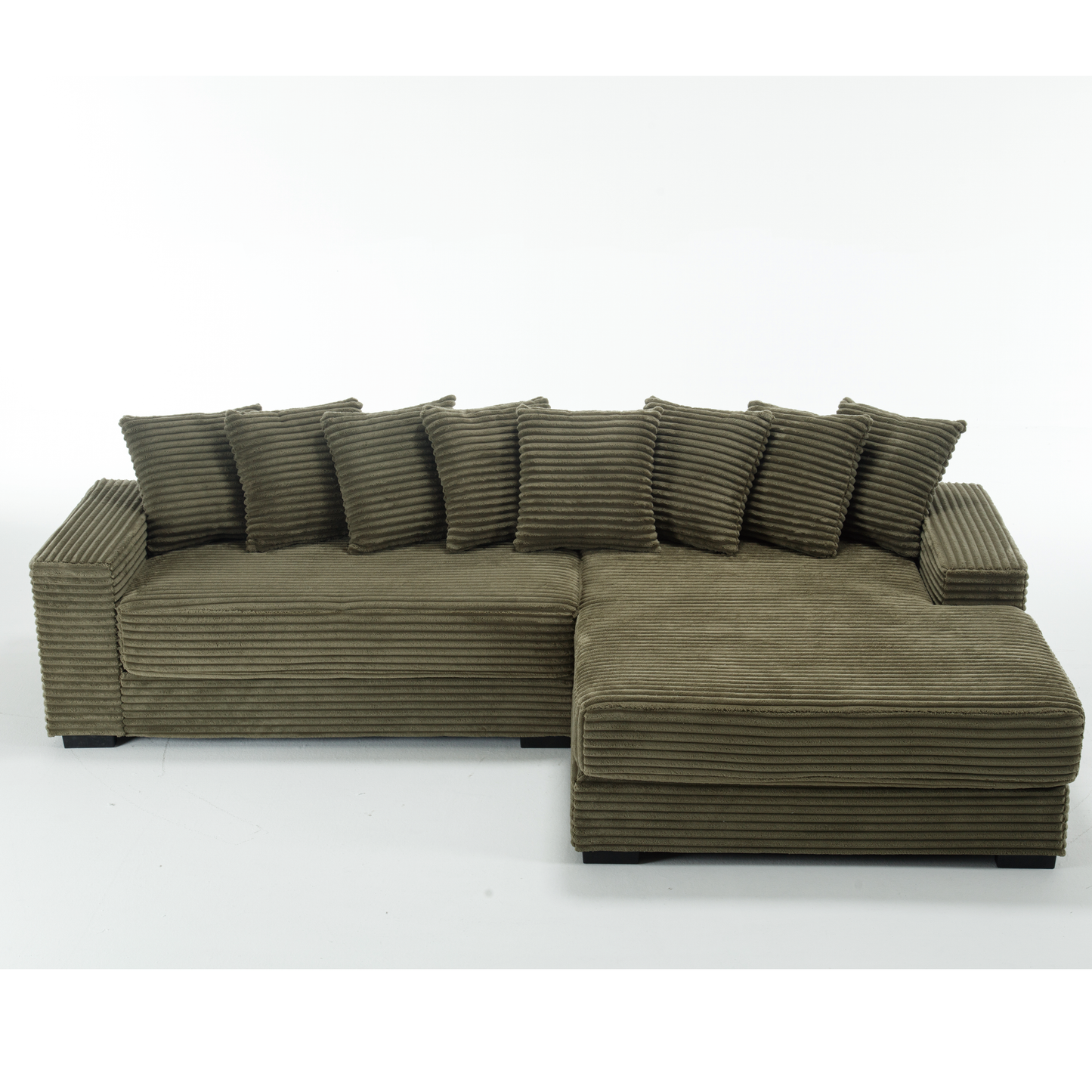 Oversized Two-Piece Couches, L Shaped Sofa, Corduroy, Right Chaise Daybed,with Armrests,Eight Throw Pillows,Corner Sofa