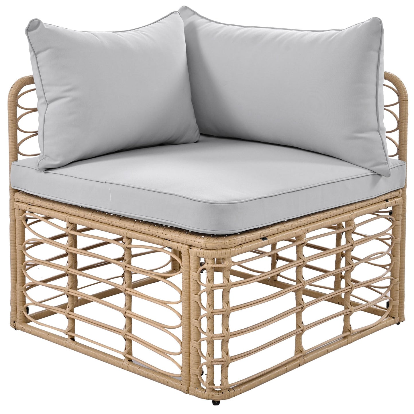 7 Pieces Outdoor Patio Furniture, All-Weather Rattan Sectional Sofa Set With Thick Cushions and Pillows, Freely Combined