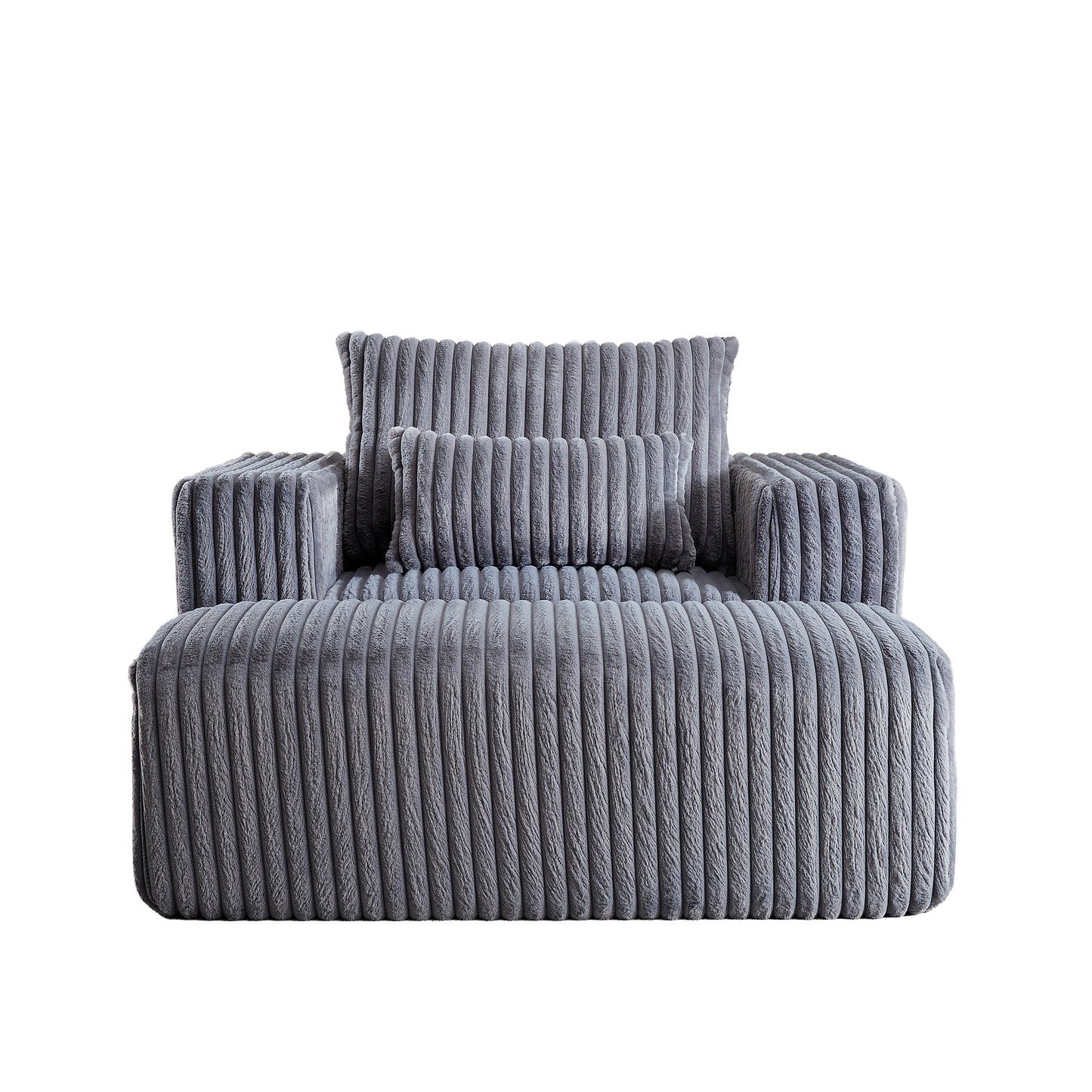 62.5-Inch Corduroy Sponge Sofa Lounge Chair With Removable Footrest,No Assembly Required,Fluffy Modern Sleeper Chair