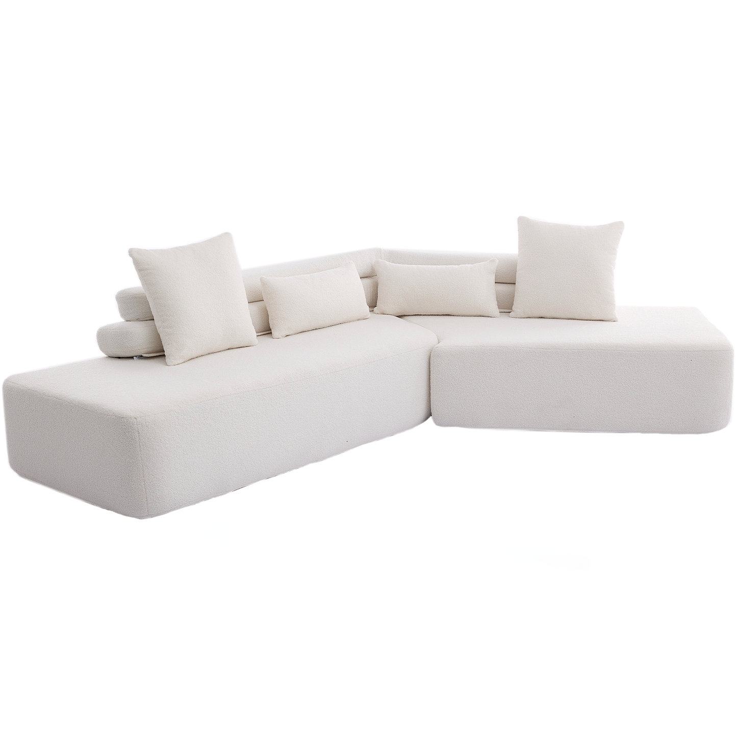 128"Minimalist Cloud Sectional Couch ,Modern Couches ,4-Seater ,No Assembly,Two Modular Sofa,Boucle Teddy Fabric, Upholstered
