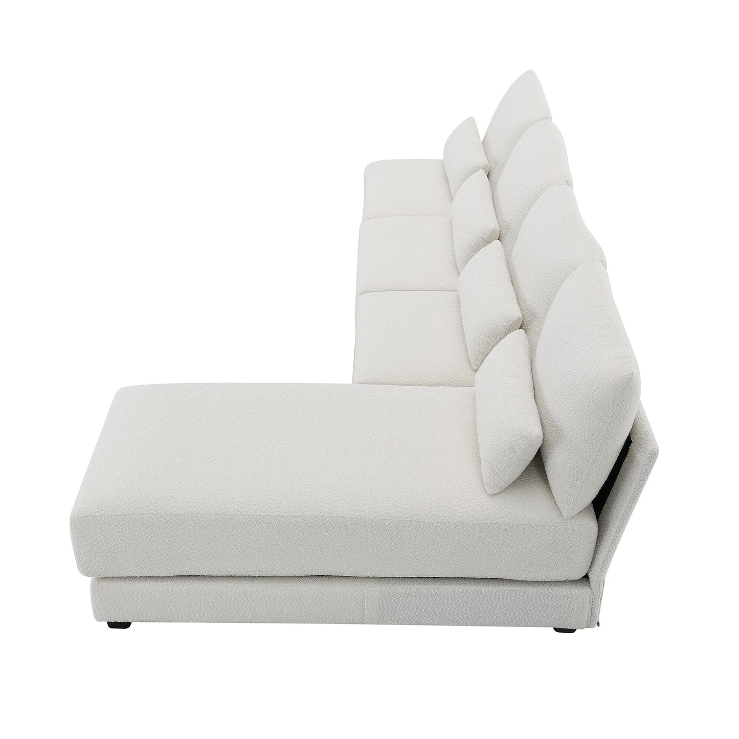 120*61" Oversized Deep Seat Sectional Sofa With Reversible Chaise,Loop Yarn Fabric 5-Seat Armless Indoor Furniture