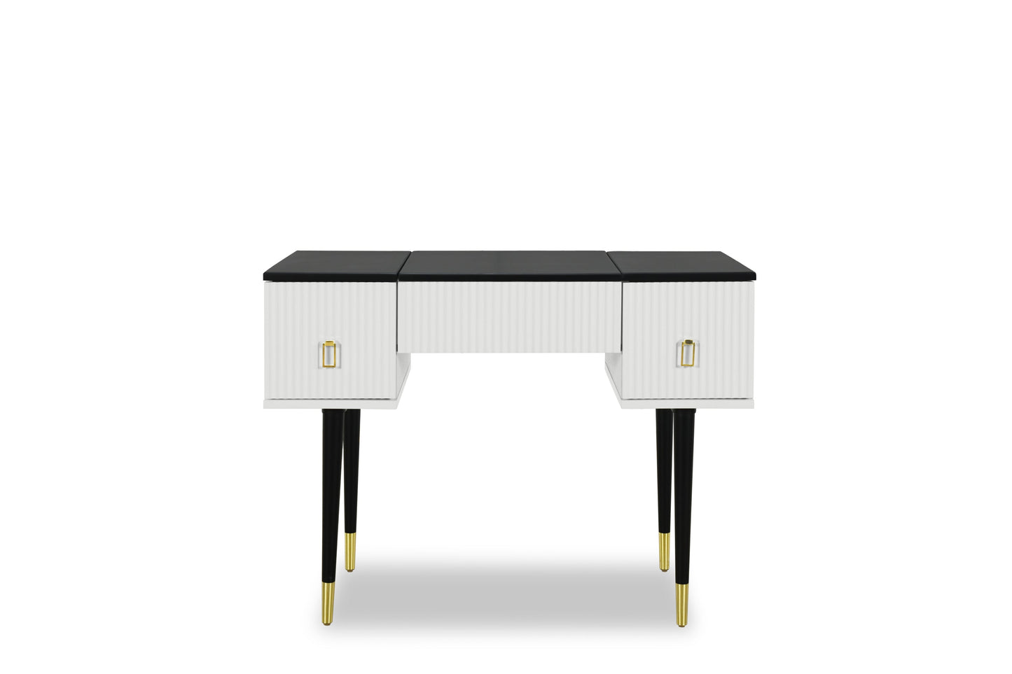 43.3" Modern Vanity Table Set With Flip-Top Mirror and LED Light, Dressing Table With Customizable Storage