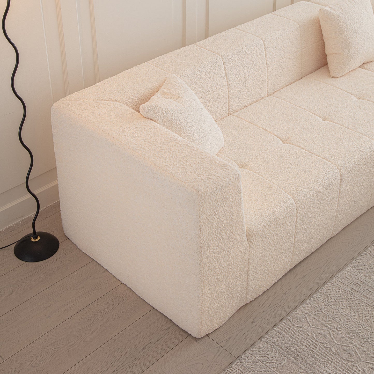 105.5" Modular L-Shaped Sectional Floor Couch, Deep Seat Tufted Comfy Sofa Set With Chaise for Living Room