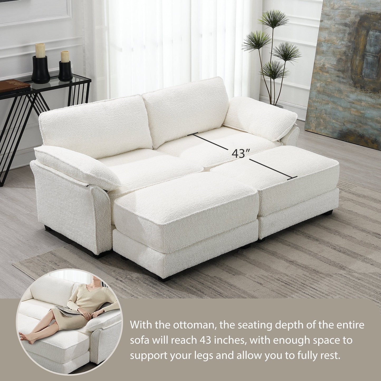 Free Combination Modular Convertible Sectional Sofa Bed Set, 4 Seat Upholstered Sleeper Corner Couch, Deep-Seat Loveseat