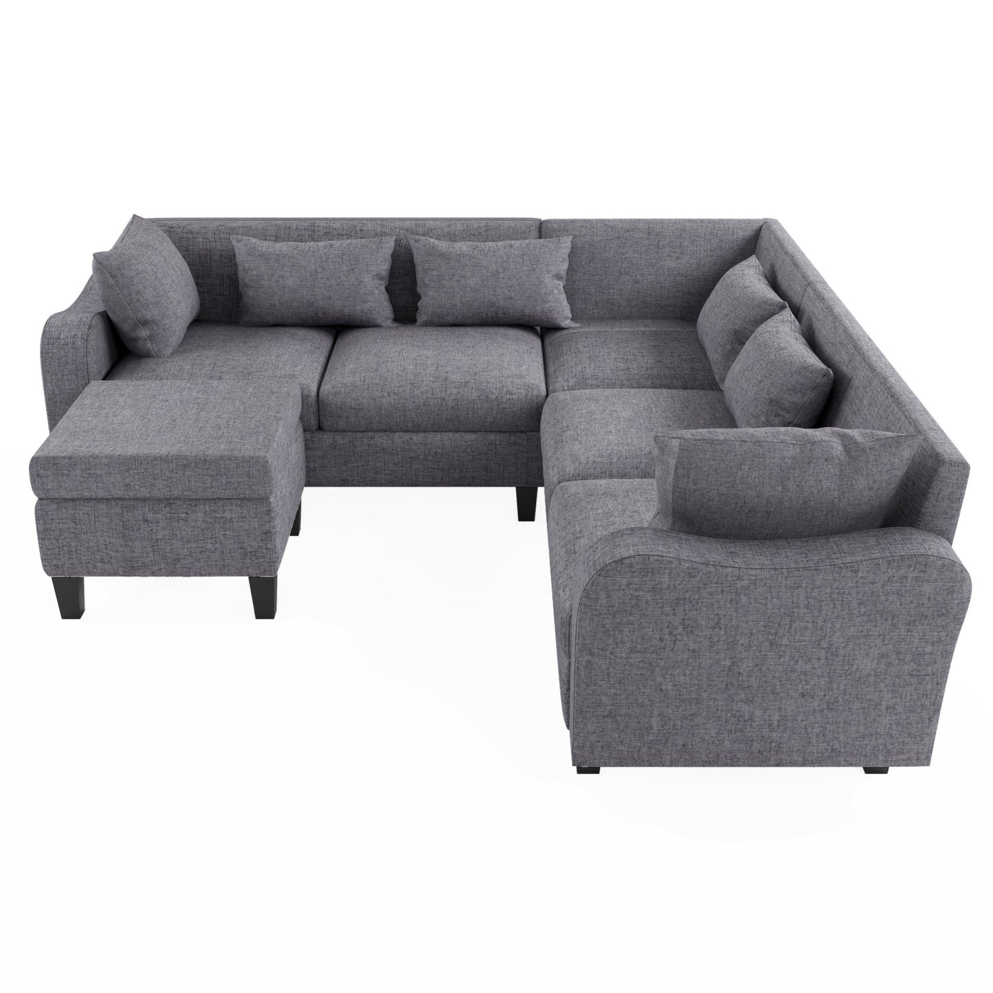 87" Modern Sectional Sofa With Coffee Table,6-Seat Couch Set With Storage Ottoman,Various Combinations,L-Shape Indoor