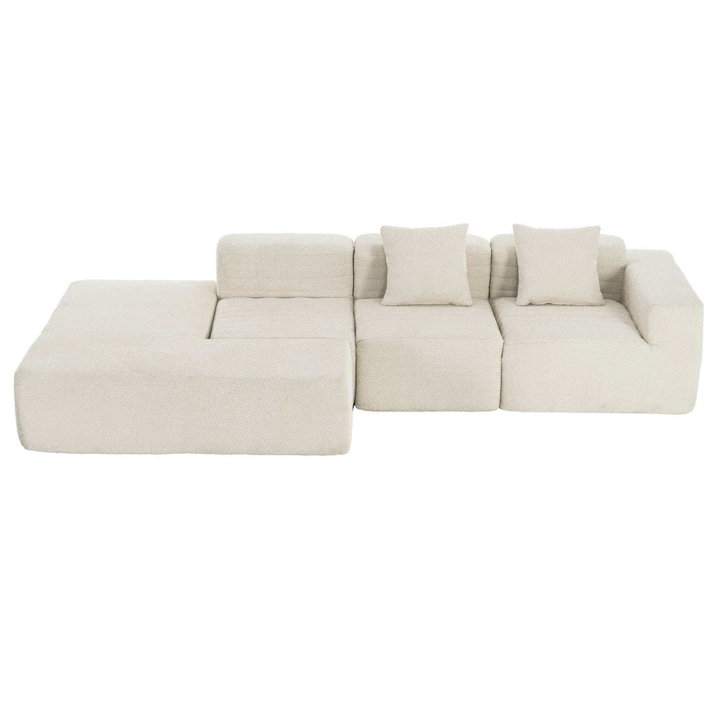 116.5" Sectional Sofa Full-Compressed Sofa Couch Free-Combined Sofa for Living Room, Beige