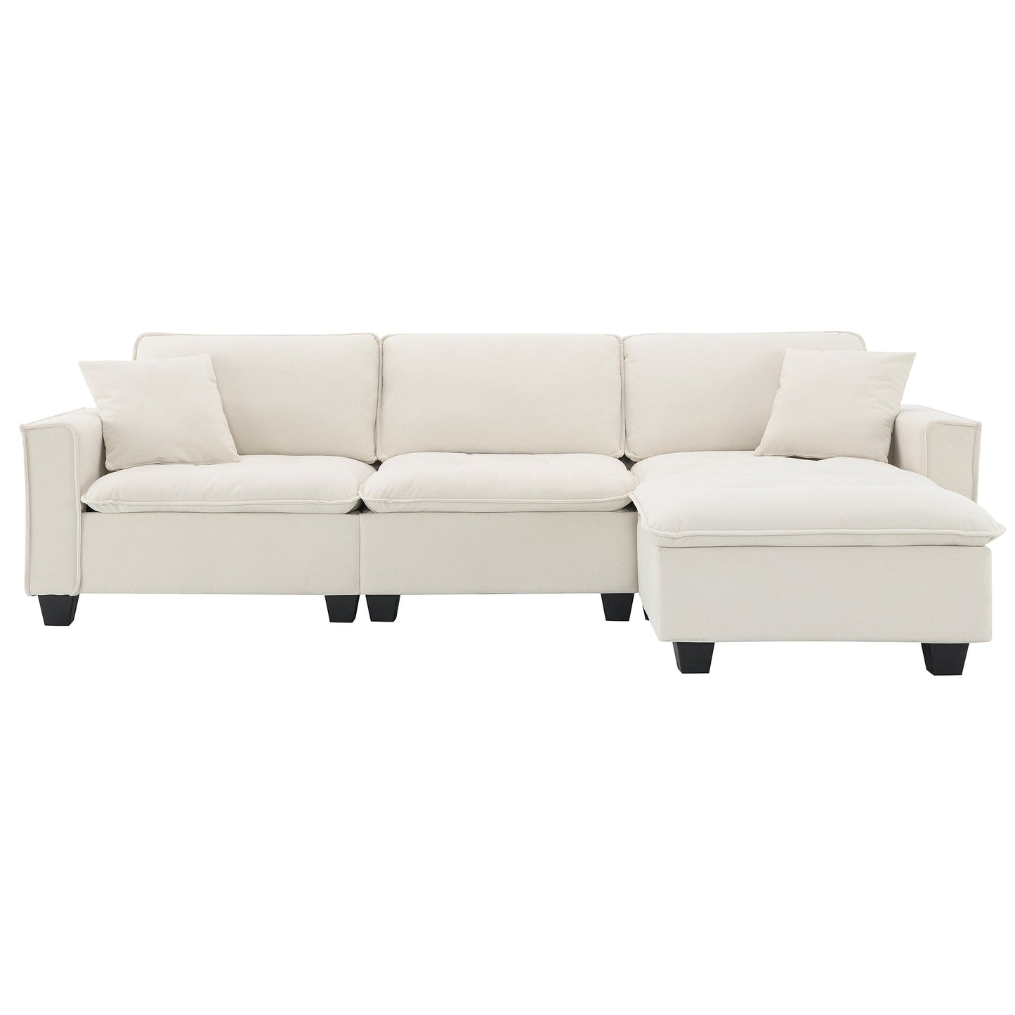100*59" Modern Convertible Sectional Sofa,L-Shaped Reversible Couch Set With Free Pillows,4 Seat Suede Velvet Sleeper Sofa