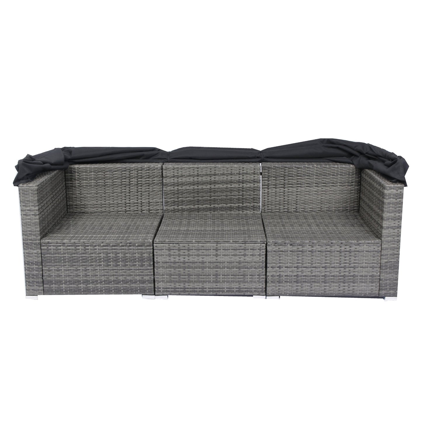 7-Piece Patio Furniture Set W/Retractable Canopy Wicker Rattan Sectional Sofa Set Patio Furniture With Washable Cushions