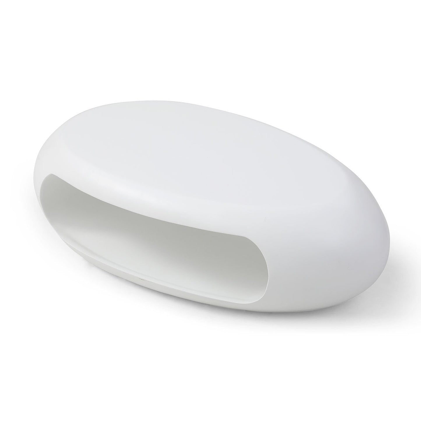 53.93" Oval Coffee Table, Sturdy Fiberglass Table for Living Room, White, No Need Assembly
