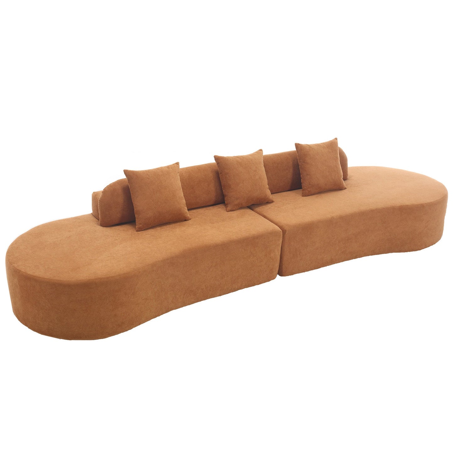 Modern Curved Combination Sofa, Terrycloth Fabric Sofa, Minimalist Sofa in Living Room, Apartment, No Assembly Required