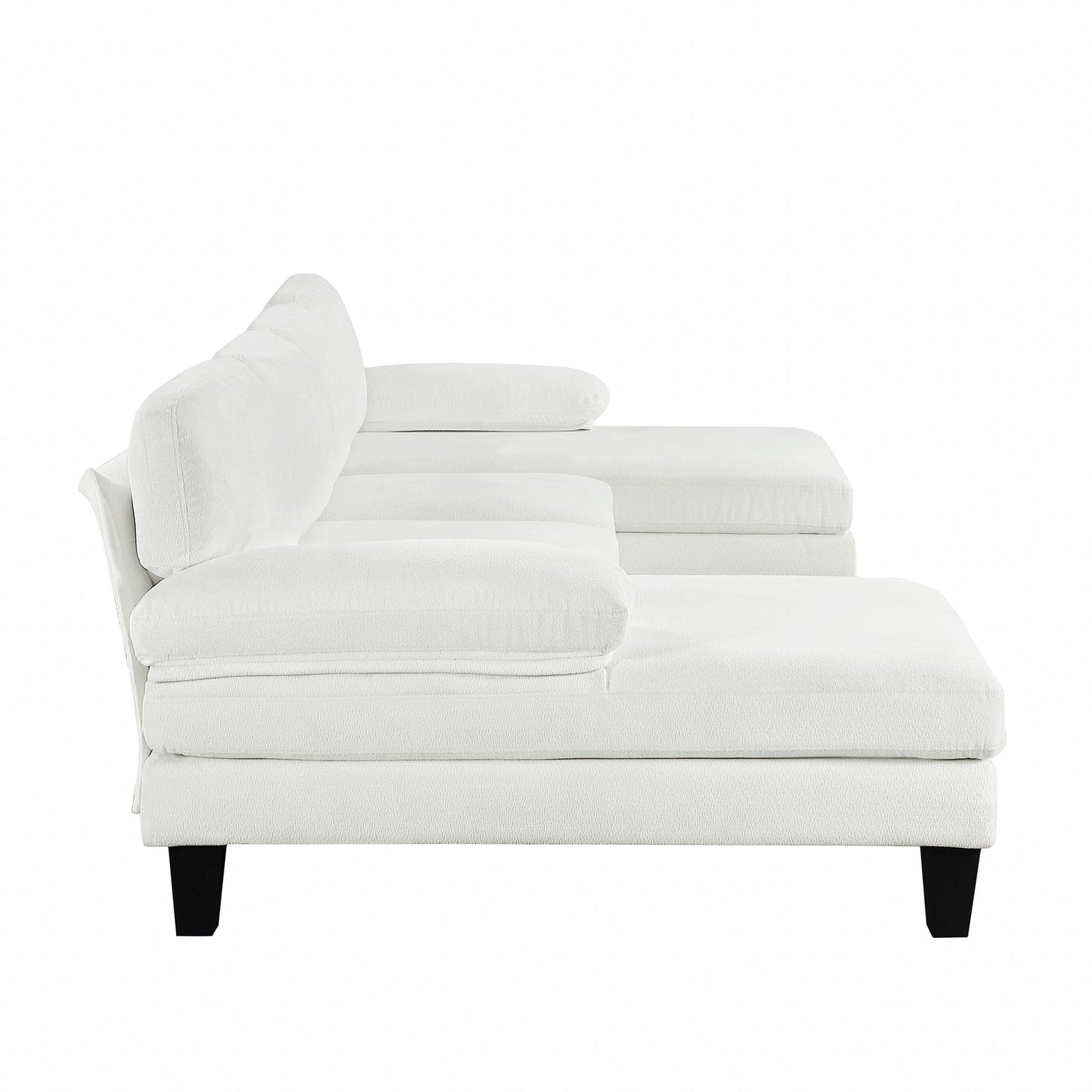 112*56" Granular Velvet Sofa,U-Shaped Couch With Oversized Seat,6-Seat Sofa Bed With Double Chaise,Comfortable and Spacious