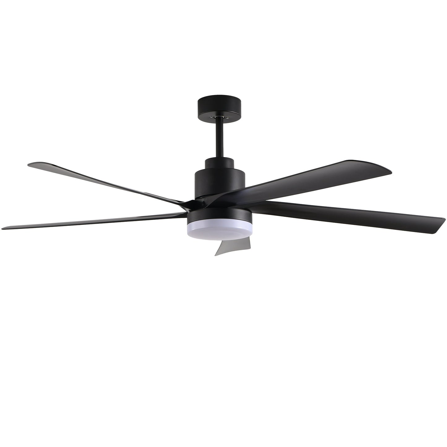 65 Inch Black Ceiling Fan With Light, 5-Blade Dimmable LED Ceiling Fan With Remote Control, Modern Quiet Design