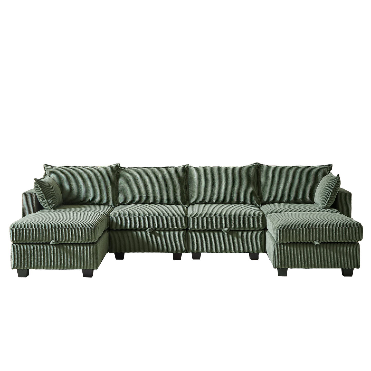 113.5'' Modular Sectiona Corduroy Sofa, Sectional Couches for Living Room U Shaped Sectional Couch With Storage Ottoman