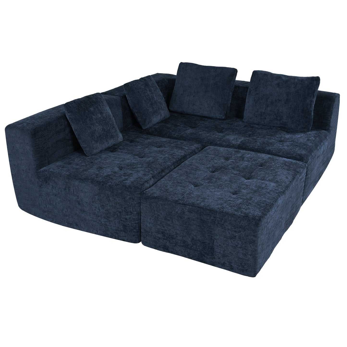 Modern Large Removable Modular Sofa, 3-Piece Set With Free Combination, Includes 4 Cushions, Ideal for Living Room