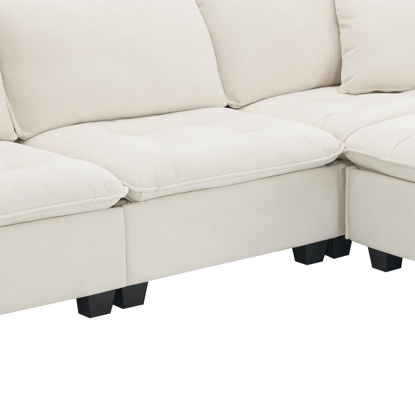 100*59" Modern Convertible Sectional Sofa,L-Shaped Reversible Couch Set With Free Pillows,4 Seat Suede Velvet Sleeper Sofa