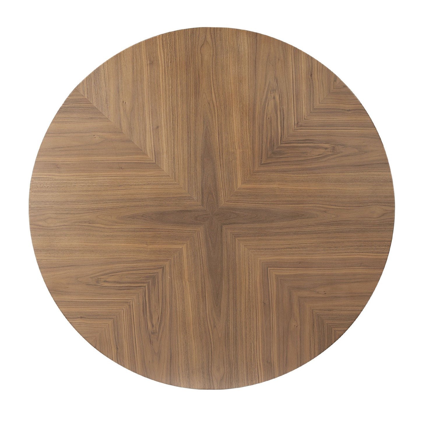 53.14'' Round MDF Coffee Table End Table Short Leisure Tea Table Cross Legs Metal Base, Easy to Assemble,Walnut