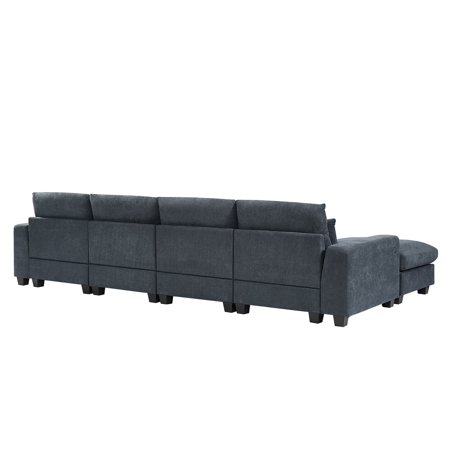 Modern Large L-Shape Feather Filled Sectional Sofa, Convertible Sofa Couch