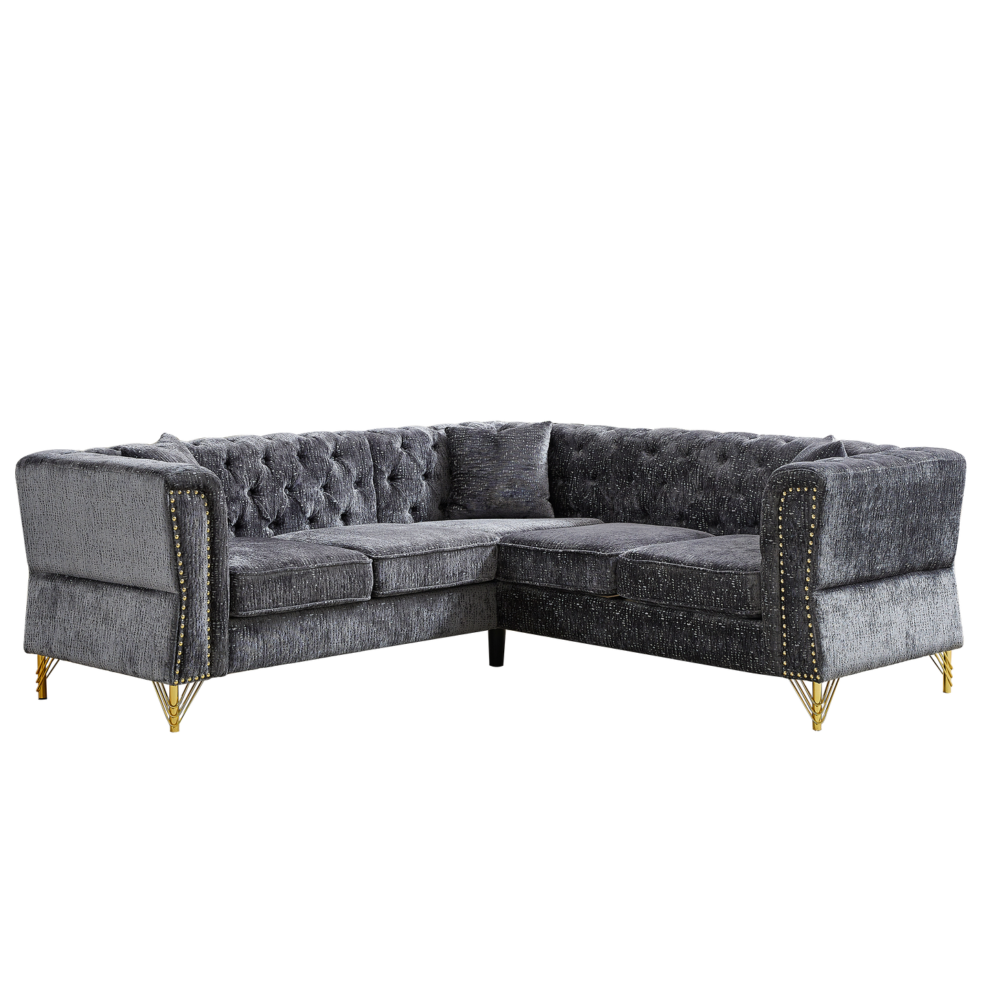 81.5-Inch Chenille Corner Sofa , L-Shaped Sectional Couch, 5-Seater Corner Sofas With 3 Cushions for Living Room, Bedroom