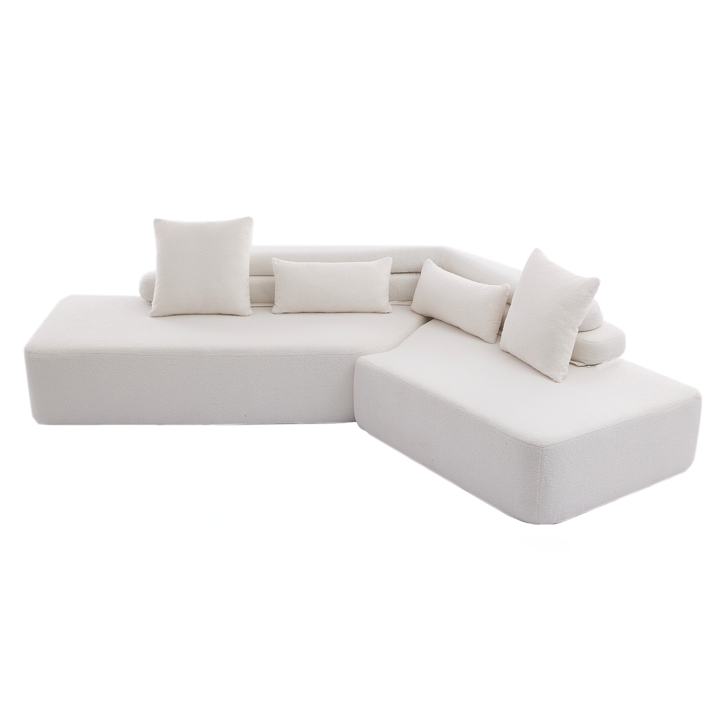 128"Minimalist Cloud Sectional Couch ,Modern Couches ,4-Seater ,No Assembly,Two Modular Sofa,Boucle Teddy Fabric, Upholstered