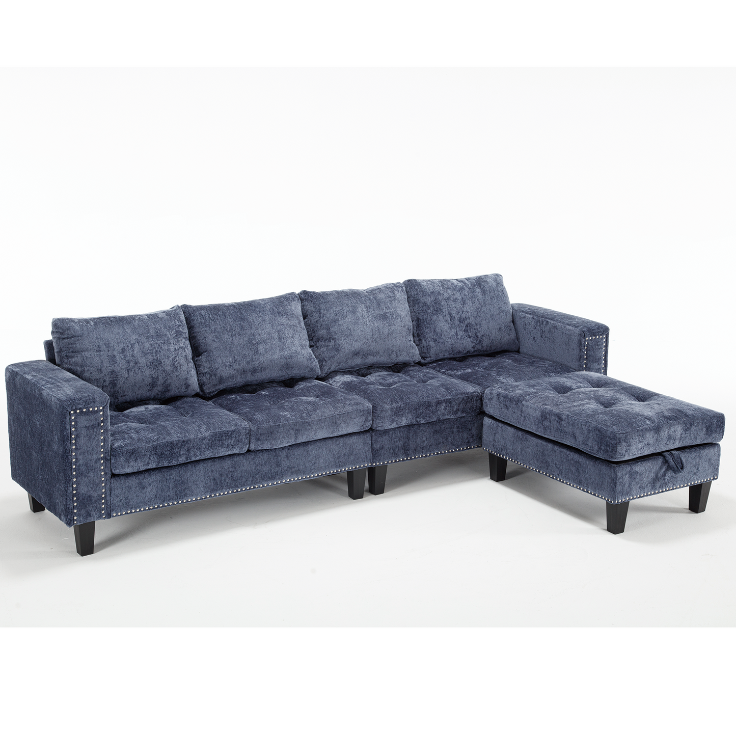 5 Seat Modular Sofa,with Storage Ottoman, Convertible Sectional Sofa, L Shaped Couch , Reversible Chaise ,Riveted Sofa