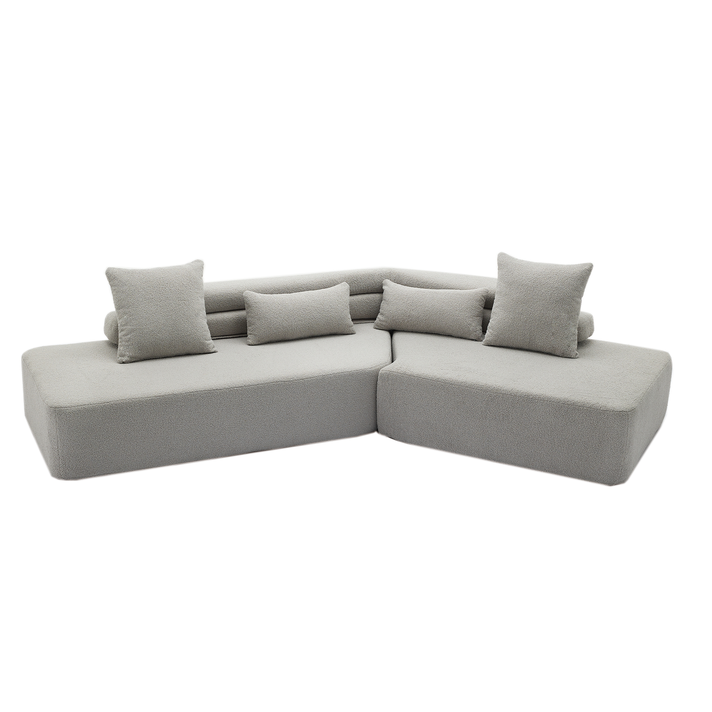 128"Minimalist Cloud Sectional Couch ,Modern Couches ,4-Seater ,No Assembly,Two Modular Sofa,Boucle Teddy Fabric