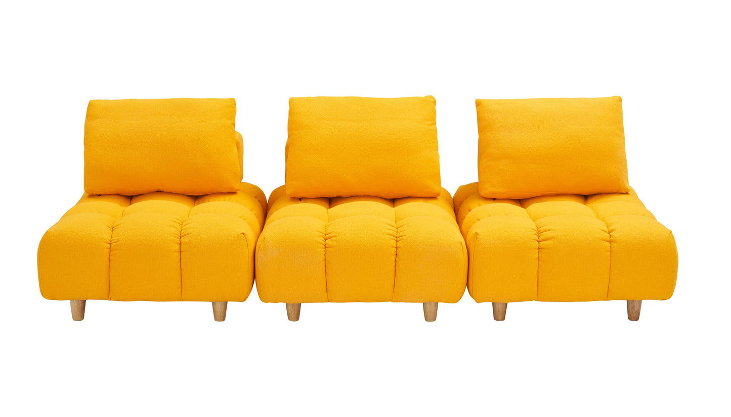 90 Inches Long, Teddy Sofa Fabric, With Spacious and Comfortable Seats, for Apartment Office Living Room -Yellow