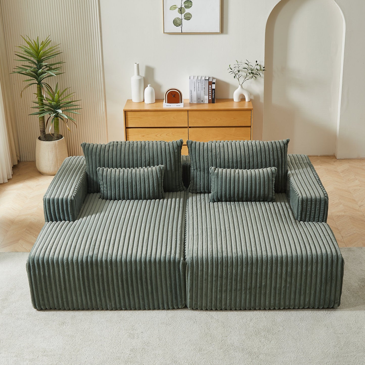 87" Oversized Sectional Lounge Chaise ,No Assembly Required,Cloud Plush Loveseat With Reclining Sofa Bed,Fluffy Modern