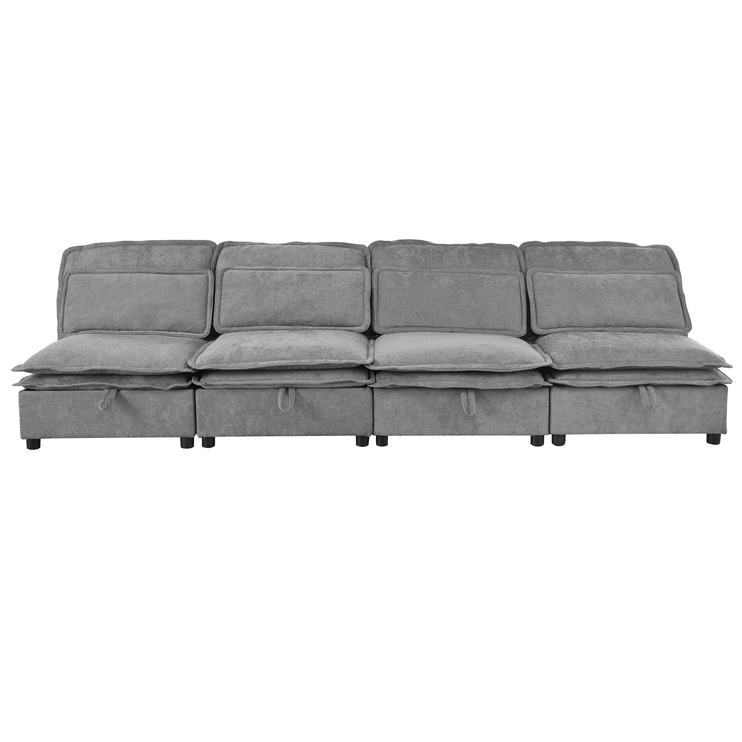Double-Layer Cushion Modular Sofa, Freely Combinable, 4-Seater With Storage Function, Includes 4 Soft Cushions, Perfect
