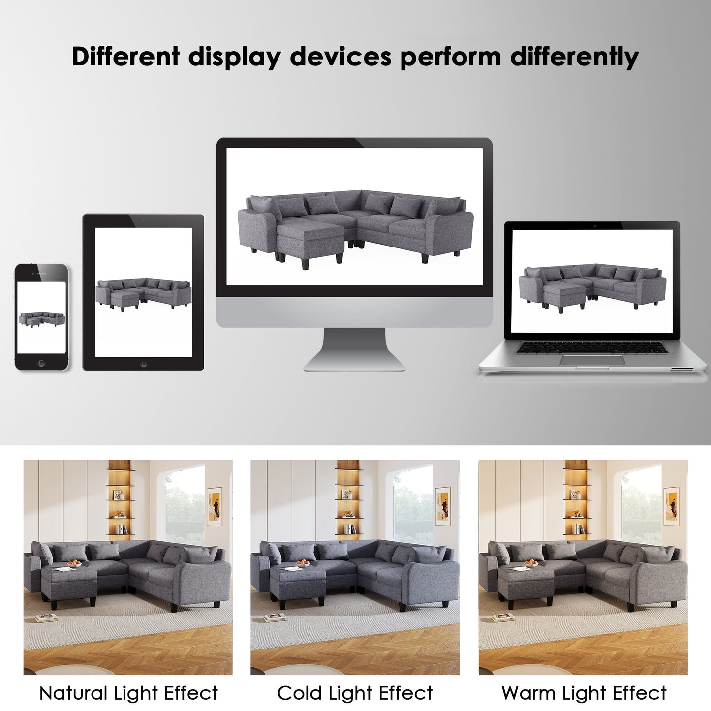 87" Modern Sectional Sofa With Coffee Table,6-Seat Couch Set With Storage Ottoman,Various Combinations,L-Shape Indoor