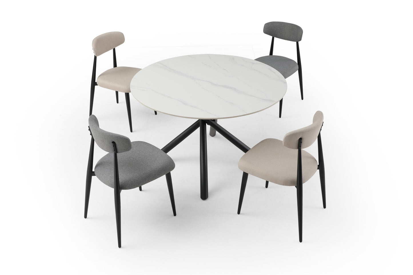 Dining Chairs Set of 4, Upholstered Chairs With Metal Legs for Kitchen Dining Room Light Grey
