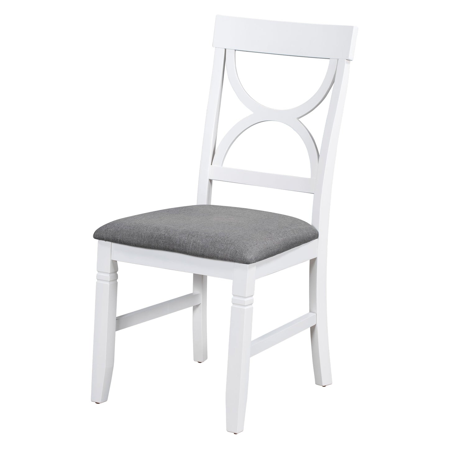 6-Piece Wood Dining Table Set Kitchen Table Set With Upholstered Bench and 4 Dining Chairs, Farmhouse Style,Gray+White